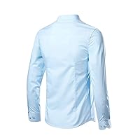 Solid Business Dress Shirts Compression Lightweight Long Sleeve Tops Button Down Stand Comfortable Mens Tee