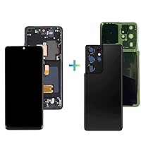 6.8 inch Original for Samsung Galaxy S21 Ultra LCD G998U1 G998W G998B G998B/DS S21Ultra 5G Display Touch Screen Assembly Replacement (with Black Frame + Black Back Cover)