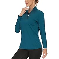 Boladeci Women's UPF 50+ UV Protection Sun Shirts Quarter Zip Quick Dry Lightweight Long Sleeve Rash Guard Athletic Tops