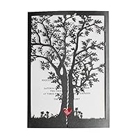 Laser Cut Black Tree Wedding Invitations Party Supplies Heart Invite Cards Groom Invitation Cards for Wedding Envelopes Included - Set of 50pcs