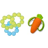 Infantino 3-Pack Water Teethers & Lil' Nibbles Textured Silicone Baby Teether - Sensory Exploration and Teething Relief with Easy to Hold Handles, Orange Carrot, 0+ Months