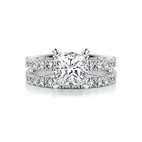 JEWELERYOCITY 1 CT Princess Cut VVS1 Colorless Moissanite Engagement Ring Set, Wedding/Bridal Ring Set, Sterling Silver Vintage Antique Amazing Promise Rings Set Gift for Her