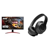 Acer Nitro KG241Y Sbiip 23.8” Full HD (1920 x 1080) VA Gaming Monitor & JBL Tune 710BT Wireless Over-Ear - Bluetooth Headphones with Microphone, 50H Battery, Hands-Free Calls, Portable (Black), Medium