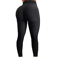 FITTOO Womens High Waist Textured Workout Leggings Booty Scrunch Yoga Pants Slimming Ruched Tights