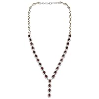 SILCASA Lavalier Tennis Necklace Multi Gemstone Necklace 925 Sterling Silver with Zircon Necklace with Chain Jewelry Gift for Her