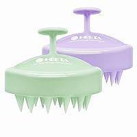 HEETA 2 Pack Hair Scalp Massager Shampoo Brush for Hair Growth, Hair Scalp Scrubber with Soft Silicone, Wet and Dry Hair Detangler (Purple & Grass Green)
