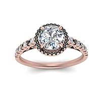 Choose Your Gemstone Pave Halo Vintage Engagement Ring Rose gold plated Round Shape stone Handmade Wedding Promise Ring Gift for Girls & Women US Size 4 to 12