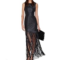 Leather Trends Stylish Lambskin Leather Casual, Partywear Black Color Short Dress for Women LTWD105