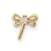 5.2mm 14k Gold CZ Cubic Zirconia Simulated Diamond Butterfly Angel Wings Nose Stud Jewelry for Women