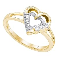 The Diamond Deal Yellow-tone Sterling Silver Womens Round Diamond Heart Ring .03 Cttw