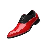 Men's Oxford Formal Dress Shoes Contrast Patent-Finish Leather Shoe
