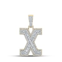 The Diamond Deal 14kt Two-tone Gold Mens Baguette Diamond X Initial Letter Charm Pendant 2 Cttw