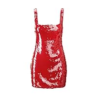 STAUD Women's Red Eclipse Sequined Mini Dress