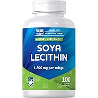 Lecithin Softgels 1200 mg, 100 Count, to Support Brain Health and Cognitive Function in Men and Women