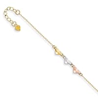 Saris and Things 14K Tri Color Gold Tri-Color Adjustable Heart Anklet