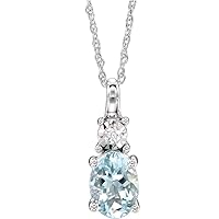 14k White Gold Aquamarine Aquamarine and .02 Dwt Diamond Necklace Jewelry for Women