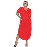 Women's Plus Size Short Sleeve V-Neck Maxi Dress