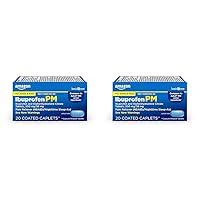 Amazon Basic Care Ibuprofen PM, Ibuprofen 200 mg and Diphenhydramine Citrate 38 mg Tablets, Pain Reliever and Nighttime Sleep-Aid, 20 Count (Pack of 2)