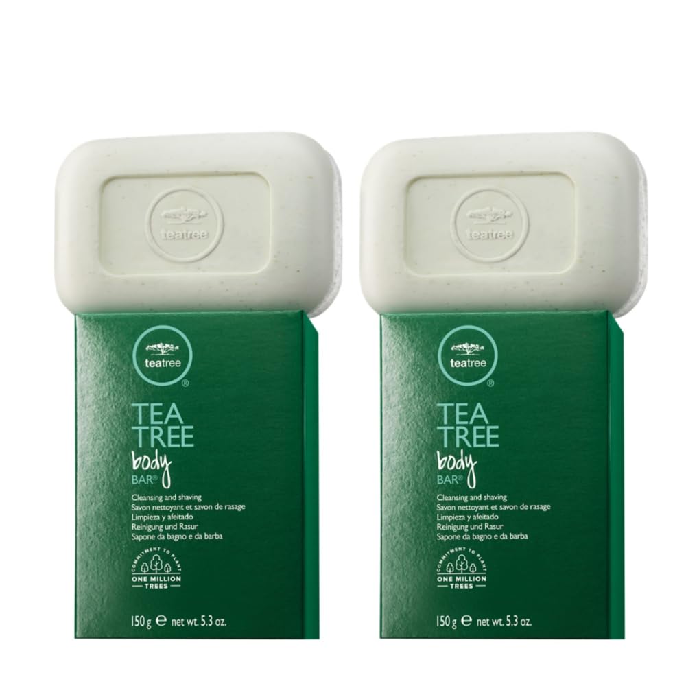 Tea Tree Body Bar Soap with Tea Tree Oil + Parsley Flakes, Deep Cleans + Exfoliates, For All Skin Types