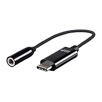 Monoprice 133044 USB-C to 3.5mm Auxiliary Audio Adapter Black For Google Pixel 2/XL, Moto Z/Z2, Essential PH-1, LG, HT And More