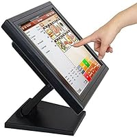 DNYSYSJ 17 Inch Pro LCD Touch Screen Monitor with Multi-Position POS Stand, USB VGA VOD Monitor Touchscreen POS 1280x1024 for Office, POS, Retail, Restaurant, Bar, Gym, Warehouse (17 Inch)