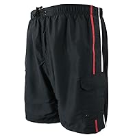 Big and Tall Cargo Swim Trunks with Double Stripe Sizes 2X to 8X in 3 Colors