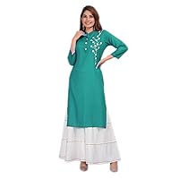 Women's Long Kurti with Sharara Dress Suit Tunic Party Wear Maxi Teal Color Plus Size