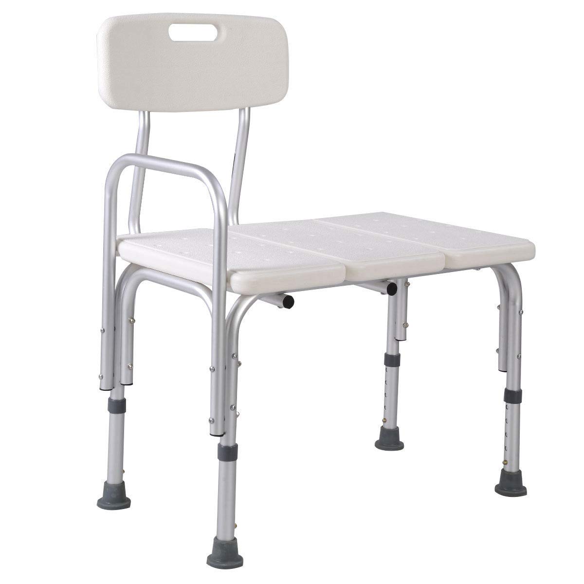 MedMobile® Bathtub Transfer Bench/Bath Chair with Back, Wide SEAT, Adjustable SEAT Height, Sure-GRIPED Legs, Lightweight, Durable, Rust-Resistant Shower Bench