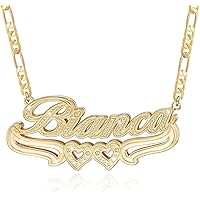 Double Plated Name Necklace 18K Gold Plated Nameplate Pendant Personalized Custom Nameplate Pendant Customized Jewelry with Name Necklace for Women Men Birthday Mother's Day Gift