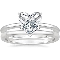 Moissanite Star Moissanite Ring Heart 4 CT, Moissanite Engagement Ring, Moissanite Bridal Ring Set, Colorless Moissanite Eternity Sterling Silver Rings, Promise Gift for Wife