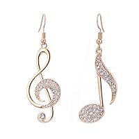 LKMY 925 Sterling Silver Drop Earrings,Fashion Crystals Music/Note Hook Earrings Party Jewelry Eardrop for Women Girl