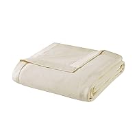 True North by Sleep Philosophy Micro Fleece Luxury Premium Soft Cozy Mircofleece Blanket for Bed, Couch or Sofa, Full/Queen, Ivory