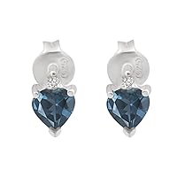 Multi Choice Your Gemstone Heart Shaped 0.25 Ctw 925 Silver Solitaire Stud Earring