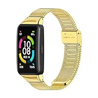 Milan Strap for Huawei Honor Band 6 Smart Wristband Bracelet Replacement Watch Strap Wrist Strap Metal Band (Color : Gold, Size : for Honor Band 6)