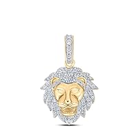 The Diamond Deal 10kt Yellow Gold Mens Round Diamond Lion Face Charm Pendant 1/3 Cttw