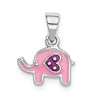 JewelryWeb 925 Sterling Silver Rhodium Plated for boys or girls Enameled Pink Elephant Pendant Necklace Measures 7.22x10.57mm Wide
