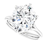6 Carat Accented Oval Cut Moissanite Statement Engagement Ring in 14k White Gold
