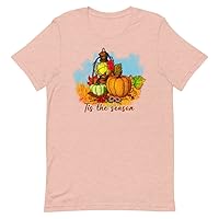 This The Season Fall Patterns Pumpkin Flowers Mushrooms Acorns and Lamp Sublimation Style T-Shirt Available in 2XL 3XL 4XL