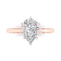 Clara Pucci 2.50 carat Pear Cut Solitaire Moissanite Gem 6-Prong Proposal Wedding Bridal Anniversary Ring 18K Rose Gold for Women