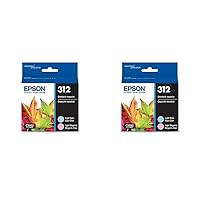 Epson T312 Claria Photo HD -Ink Standard Capacity (T312922-S) for Select Expression Photo Printers, Light Cyan/Light Magenta (Pack of 2)