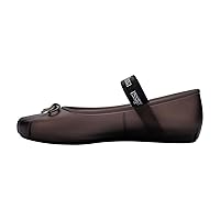Melissa Sophie Jelly Flats for Women - Ballet Flats for Women Bow Applique & Strap, Slip-on Closed-Toe Women’s Jelly Shoes