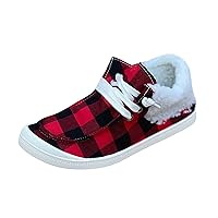 Loafers for Women Comfort 2023 Fleece Warm Christmas Santa Claus Causal Shoes for Lady Teenager Girls