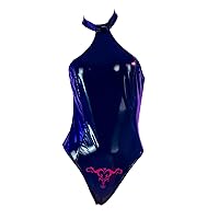 YiZYiF Women's Sexy Rave Bodysuit Deep V Neck Backless High Cut Leotard Party Club Latex Jumpsuit