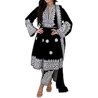 Afghani Dress in Black Color Afghan Handmade Clothes with White Embroidery in White Color Embroidery on Dress