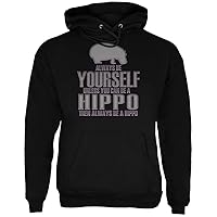 Always Be Yourself Hippo Black Adult Hoodie