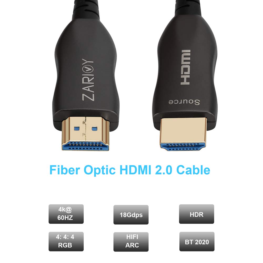 Zarivy Fiber Optic HDMI Cable 33FT, High-Speed Fiber Optic Cable 4K 60Hz(4:4:4, HDR10, ARC, HDCP2.2) HDMI2.0 18Gbps, Ultra Flexible Optical HDMI Cable for HDTV/Game Console/Projector/Home Theatre