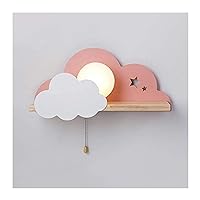 Qiangcui Cloud for Kid's Room, Modern Cute LED Wall Light Fixture, Creative Minimalist Wall Sconce with Pull Chain and Shelf, for Girls Bedroom (Color : White) Pink (Color : Pink)