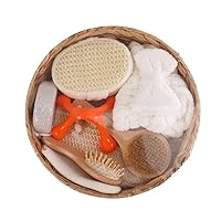 Bath Basket Seven-Piece Set Moped Stone Round Head Brush Massager Comb Gloves Dry Hair Cap Bath Gift Box