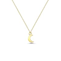 Moon Necklace, 14K Real Gold Moon Necklace, Tiny Gold Celestial Necklace, Dainty Custom Moon Pendant, Birthday Gift