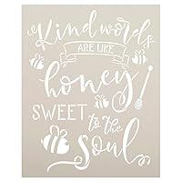 Kind Words are Like Honey Stencil with Bees by StudioR12 | DIY Inspirational Farmhouse Home Decor | Paint Wood Signs | Select Size (10 x 8 inch)